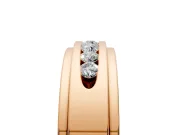 Round Cut Lab-Grown Diamond 7 Stone Channel Men's Wedding Band with Grooved Borders in Rose Gold