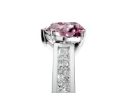 Solitaire Engagement Ring Setting for Fancy Pink Heart-Shaped Center with Princess Cut Channel Band and Prong Head in Sterling Silver