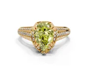 Solitaire Engagement Ring Setting for Fancy Yellow Pear-Shaped Center with Accented Split Shank and Prong Head in Yellow Gold
