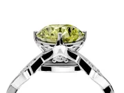 Solitaire Engagement Ring Setting for Fancy Yellow Round Cut Center with Accented Twist Band and Leaf Prong Head in Platinum