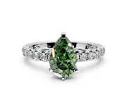Solitaire Engagement Ring Setting for Fancy Green Pear-Shaped Center with Shared-Prong Accents and Prong Head in Platinum