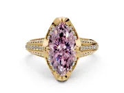 Solitaire Engagement Ring Setting for Fancy Pink Marquise Center with Accented Split Shank and Prong Head in Yellow Gold