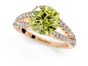 Solitaire Engagement Ring Setting for Fancy Yellow Round Cut Center with Pave Split Shank and Prong Head in Rose Gold