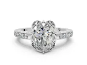 Floral Engagement Ring Setting for Pear-Shaped Center with Four Accent Clusters and Prong Head in Platinum