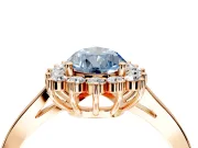 Starburst Halo Engagement Ring Setting for Fancy Blue Pear-Shaped Center with Flat Cathedral Band and Prong Head in Rose Gold