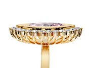 Halo Engagement Ring Setting for Fancy Pink Marquise Center with Milgrain Bezel Rim, Plain Band and Prong Head in Yellow Gold