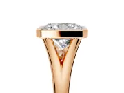 Solitaire Engagement Ring Setting for Radiant Cut Center with V Split Shank and Bezel Head in Rose Gold