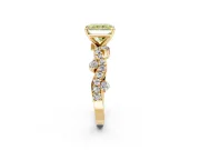 Solitaire Engagement Ring Setting for Fancy Yellow Radiant Cut Center with Bar-Station Pave Twist and Prong Head in Yellow Gold
