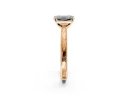 Solitaire Engagement Ring Setting for Emerald Cut Center with Engraved Milgrain Band and Prong Head in Rose Gold