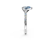 Baguette Engagement Ring Setting for Fancy Blue Pear-Shaped Center with Alternating Bar-Set Band and Prong Head in Sterling Silver