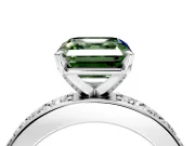 Solitaire Engagement Ring Setting for Fancy Green Asscher Cut Center with Channel-Set Accents and Prong Head in Platinum