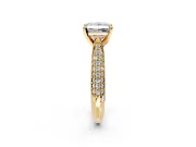 Solitaire Engagement Ring Setting for Princess Cut Center with Multi-Row Accents and Prong Head in Yellow Gold