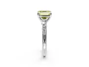 Solitaire Engagement Ring Setting for Fancy Yellow Asscher Cut Center with Trailing Leaf Accent Band and Prong Head in White Gold
