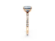 Solitaire Engagement Ring Setting for Fancy Blue Princess Cut Center with Pave Accents and Prong Head in Rose Gold