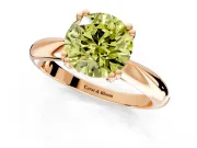 Solitaire Engagement Ring Setting for Fancy Yellow Round Cut Center with Reverse Tapered Band and Prong Head in Rose Gold
