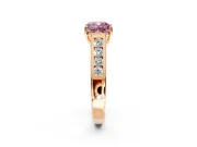 Solitaire Engagement Ring Setting for Fancy Pink Cushion Cut Center with Round Cut Channel Band and Prong Head in Rose Gold