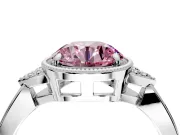 Cluster Engagement Ring Setting for Fancy Pink Round Cut Center with Milgrain Shoulder Clusters and Prong Head in Platinum