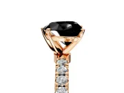Open Basket Engagement Ring Setting for Fancy Black Heart-Shaped Center with Pave Band and Prong Head in Rose Gold
