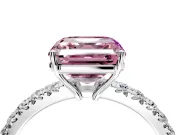 Solitaire Engagement Ring Setting for Fancy Pink Asscher Cut Center with Large Accent Band and Prong Head in Sterling Silver