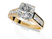 Solitaire Engagement Ring Setting for Cushion Cut Center with Round Cut Channel Band and Prong Head in Yellow Gold