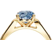 Solitaire Engagement Ring Setting for Fancy Blue Cushion Cut Center with Channel Accents and Prong Head in Yellow Gold