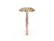 Halo Engagement Ring Setting for Fancy Yellow Marquise Center with Framed Halo, Pave Band and Prong Head in Rose Gold