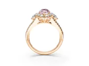Halo Engagement Ring Setting for Fancy Pink Marquise Center with Two-Strand Split Shank and Prong Head in Rose Gold