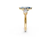 3 Stone Engagement Ring Setting for Fancy Blue Marquise Center with Large Pear-Shaped Accents and Prong Head in Yellow Gold