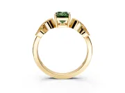 Leaf Engagement Ring Setting for Fancy Green Emerald Cut Center with Milgrain Accent Band and Prong Head in Yellow Gold
