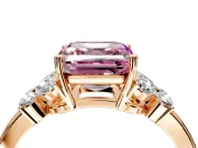 Solitaire Engagement Ring Setting for Fancy Pink Asscher Cut Center with Marquise Flower Shoulders and Prong Head in Rose Gold