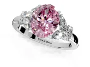 Solitaire Engagement Ring Setting for Fancy Pink Oval Center with Marquise Flower Shoulders and Prong Head in Platinum