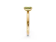 Low-Set Solitaire Engagement Ring Setting for Fancy Yellow Emerald Cut Center with Thin Plain Band and Prong Head in Yellow Gold
