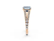 Solitaire Engagement Ring Setting for Fancy Blue Asscher Cut Center with Pave Split Shank and Prong Head in Rose Gold