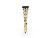 Solitaire Engagement Ring Setting for Fancy Black Asscher Cut Center with Pave Cathedral Shoulders and Prong Head in Yellow Gold