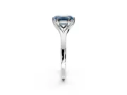 Solitaire Engagement Ring Setting for Fancy Blue Emerald Cut Center with Plain Split Shank and Prong Head in Platinum