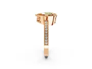 Halo Engagement Ring Setting for Fancy Yellow Heart-Shaped Center with Milgrain Halo, Pave Band and Prong Head in Rose Gold