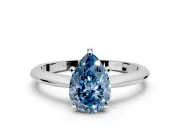 Solitaire Engagement Ring Setting for Fancy Blue Pear-Shaped Center with Knife Ridge Band and Claw Prong Head in Platinum