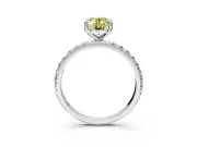 Solitaire Engagement Ring Setting for Fancy Yellow Oval Center with Micro Pave Band and Prong Head in Platinum