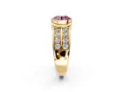 Bezel Engagement Ring Setting for Fancy Pink Round Cut Center with Wide Channel-Set Band and Bezel Head in Yellow Gold