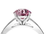 Solitaire Engagement Ring Setting for Fancy Pink Round Cut Center with Princess Cut Channel Band and Prong Head in White Gold