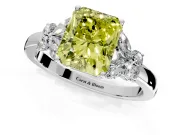 Solitaire Engagement Ring Setting for Fancy Yellow Radiant Cut Center with Marquise Flower Shoulders and Prong Head in Sterling Silver