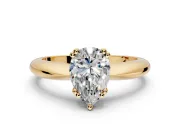 Solitaire Engagement Ring Setting for Pear-Shaped Center with Reverse Tapered Band and Prong Head in Yellow Gold