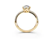 Solitaire Engagement Ring Setting for Marquise Center with Multi-Row Pave Accents and Basket Head in Yellow Gold