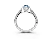Solitaire Engagement Ring Setting for Fancy Blue Marquise Center with Multi-Row Accents and Prong Head in Platinum
