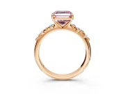 Cluster Engagement Ring Setting for Fancy Pink Asscher Cut Center with Round Cut Accent Band and Prong Head in Rose Gold