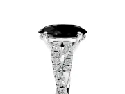 Solitaire Engagement Ring Setting for Fancy Black Oval Center with Twisted Pave Split Shank and Prong Head in Sterling Silver