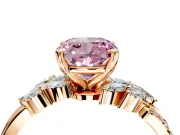Solitaire Engagement Ring Setting for Fancy Pink Cushion Cut Center with Marquise Accent Twist Band and Prong Head in Rose Gold