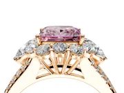 Halo Engagement Ring Setting for Fancy Pink Princess Cut Center with Two-Strand Split Shank and Prong Head in Rose Gold