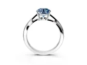 Solitaire Engagement Ring Setting for Fancy Blue Round Cut Center with Plain Bypass Twist Band and Prong Head in Sterling Silver