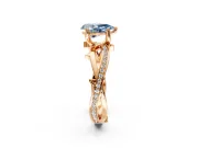 Solitaire Engagement Ring Setting for Fancy Blue Pear-Shaped Center with Pave and Plain Crossover Band and Prong Head in Rose Gold